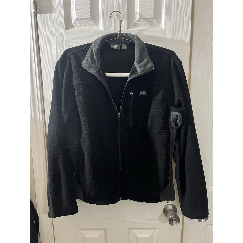 New Balance Men's Fleece Zip Up Jacket Men's Size Small Black Gray Collar